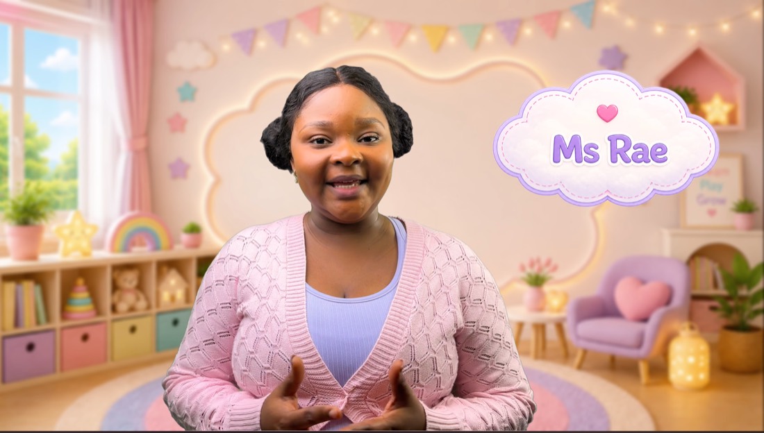 Ms Rae smiling in her colourful learning room